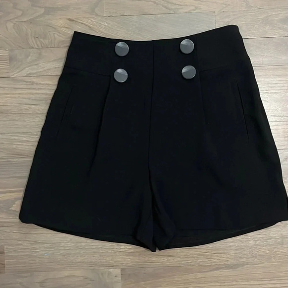 Anthropologie Black Women’s Sail Away High Rise Button Flowy Shorts Sz 0 - Picture 4 of 9